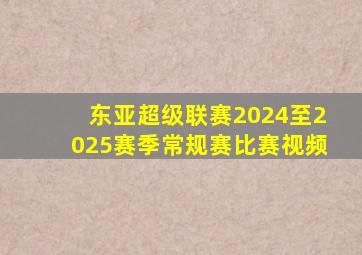 东亚超级联赛2024至2025赛季常规赛比赛视频